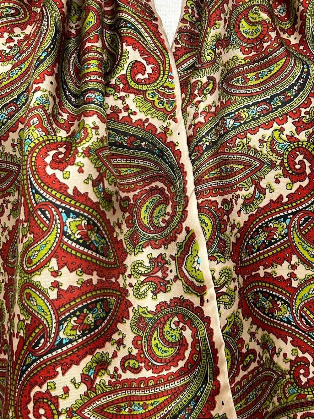 Vintage Glentex Silk Wool Paisley Scarf Made in Japan, 60s Mod Paisley Scarf